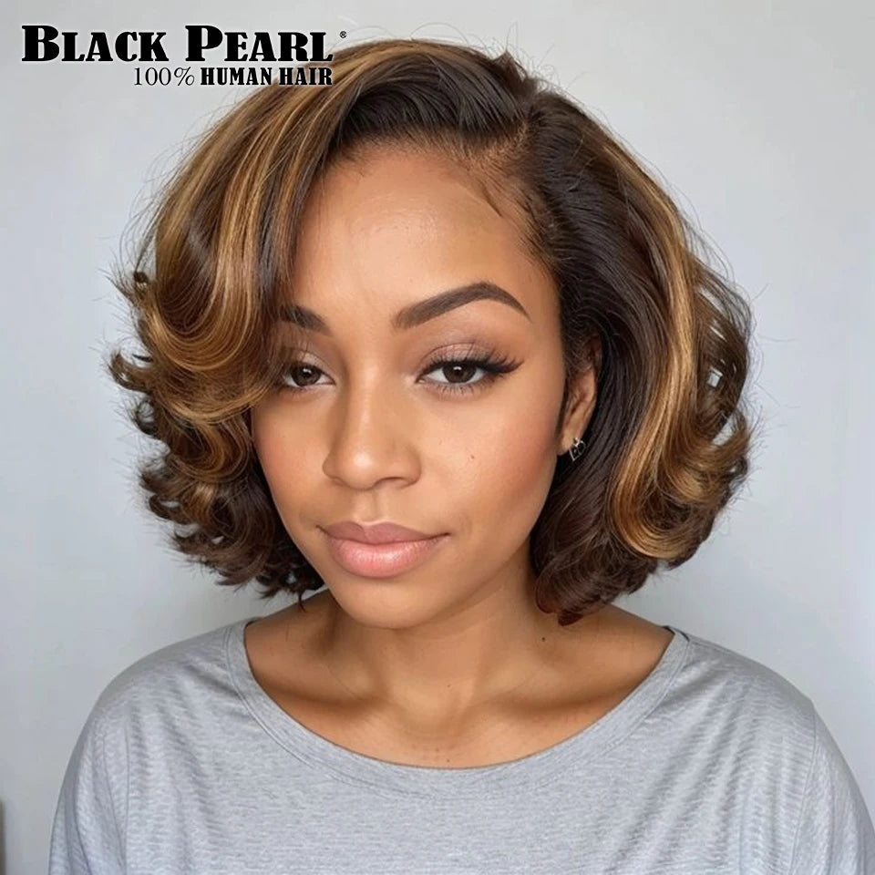 Highlight Wig Human Hair Bob Wig Short Straight Bob Wig Lace Front