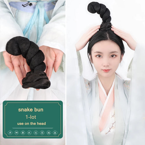 AOSI Synthetic Chinese Traditional Hanfu Wig Hair Bun Retro Black