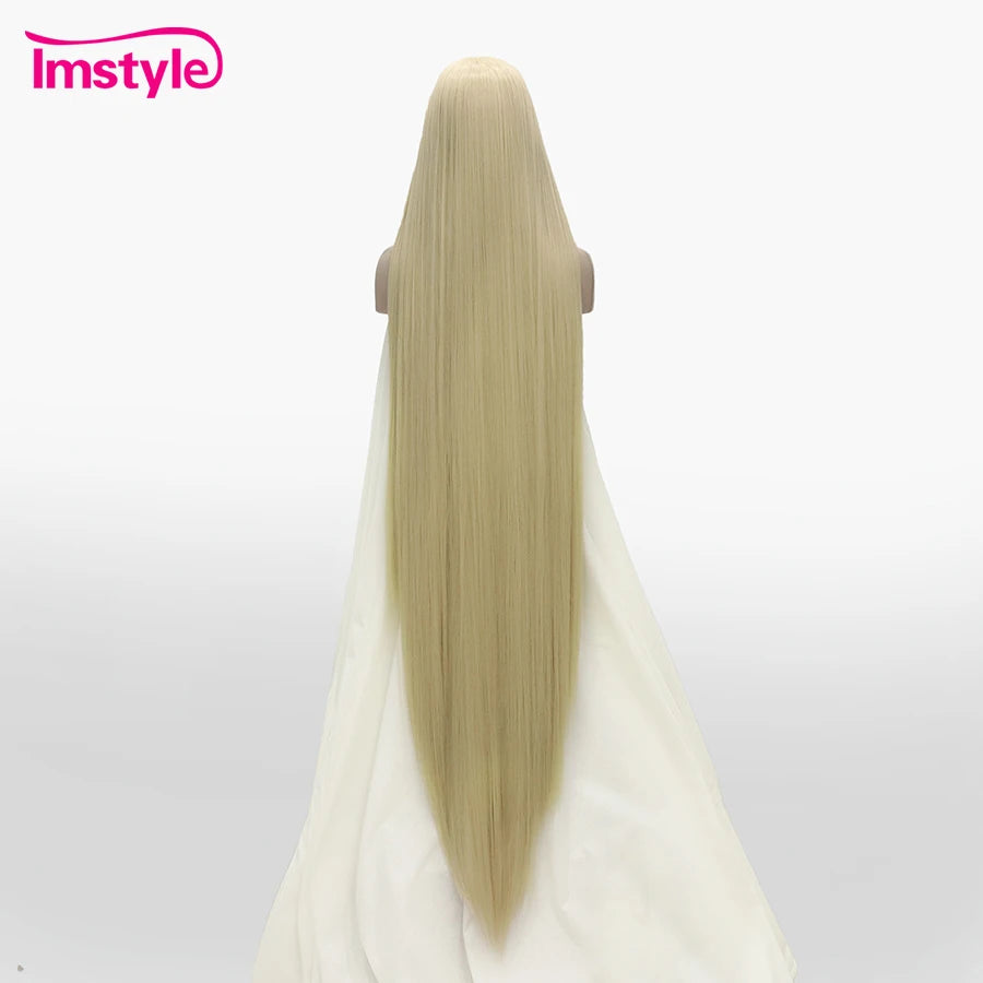 Imstyle 60 Inch Synthetic Lace Front Wig Super Long Wig Blonde Black