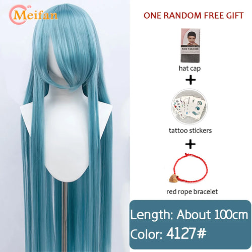 MEIFAN 100CM Synthetic Cosplay Anime Costume Wig Blonde Blue Red Pink