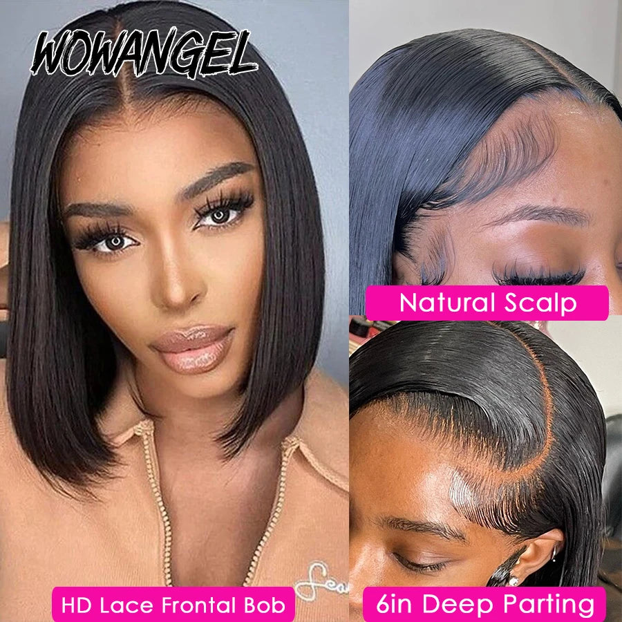 Wow Angel 13X4/13x6 HD Lace Full Frontal Short Bob Human Hair Wigs