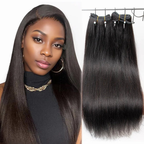 MRS HAIR Light Yaki Bundles Human Hair Yaki Straight Hair Bundles Remy