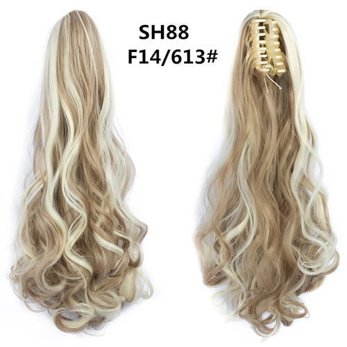 Long Wavy Straight Claw Clip On Ponytail Hair Extension Synthetic