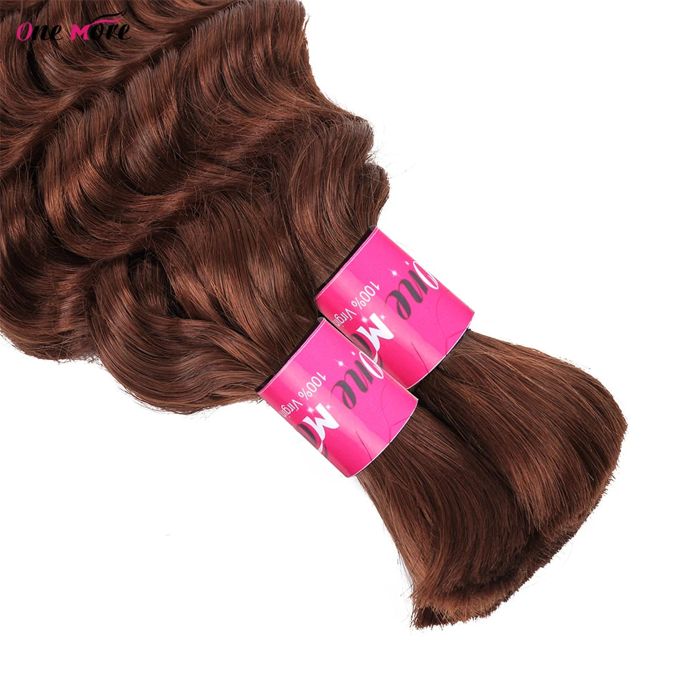 #30 Brown Bulk Human Hair For Braiding Light Brown Deep Wave Human