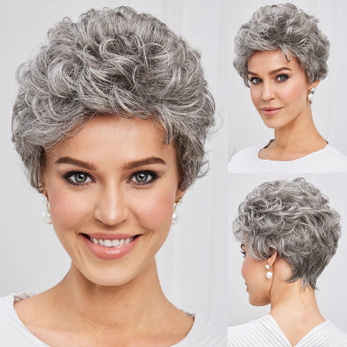 Light Blonde Mixed Off-White Short Pixie Cut Wigs for Women With Bangs