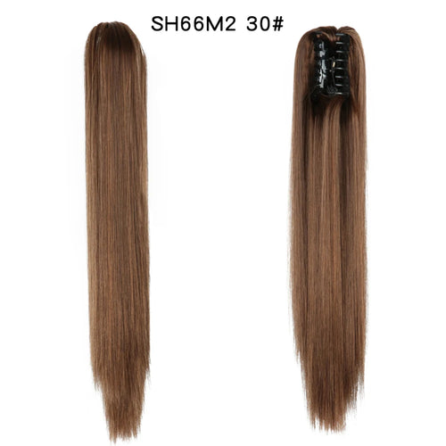 Long Wavy Straight Claw Clip On Ponytail Hair Extension Synthetic