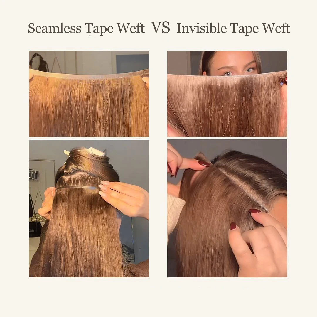 Injected Tape In Hair Extensions Invisible Long Tape PU Weft Human