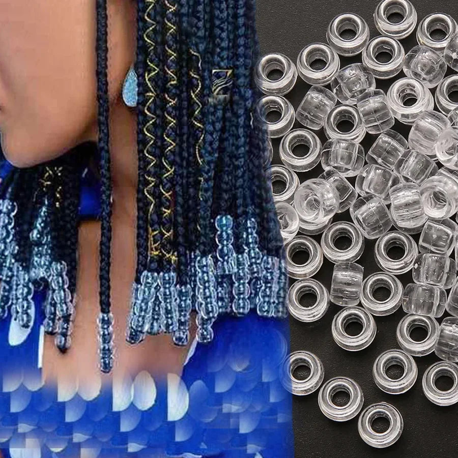 50Pcs 100Pcs Transparent 4mm Big Hole Dreadlock Beads for Jumbo Braids