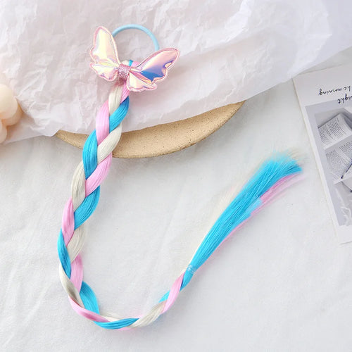 2023 New Girls Cute Cartoon Bow Butterfly Colorful Braid Headband Kids