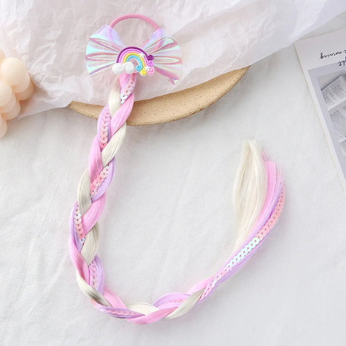 2023 New Girls Cute Cartoon Bow Butterfly Colorful Braid Headband Kids