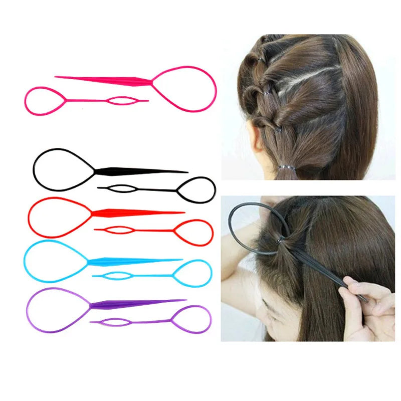 2-4Pcs/set Ponytail Creator Plastic Loop Styling Tools Topsy Pony