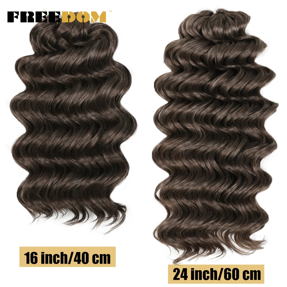 FREEDOM Synthetic Twist Crochet Curly Hair 16/24 Inches Deep Wave