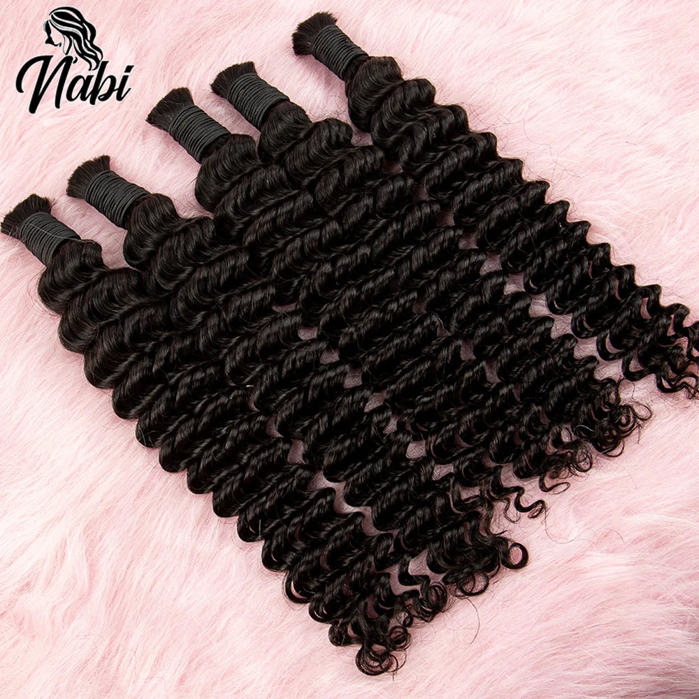 NABI Human Hair Bundles for Braiding Deep Wave Virgin Hair Extension