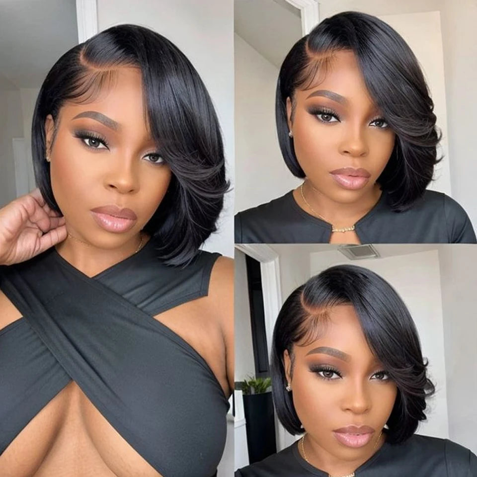 Highlight Wig Human Hair Bob Wig Short Straight Bob Wig Lace Front