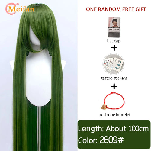 MEIFAN 100CM Synthetic Cosplay Anime Costume Wig Blonde Blue Red Pink