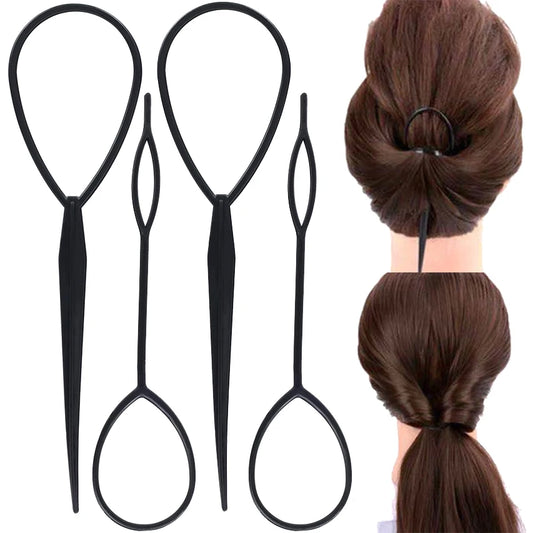 4pcs Magic Hair Donut Bun Maker Braid Puller Styling Tools Ponytail