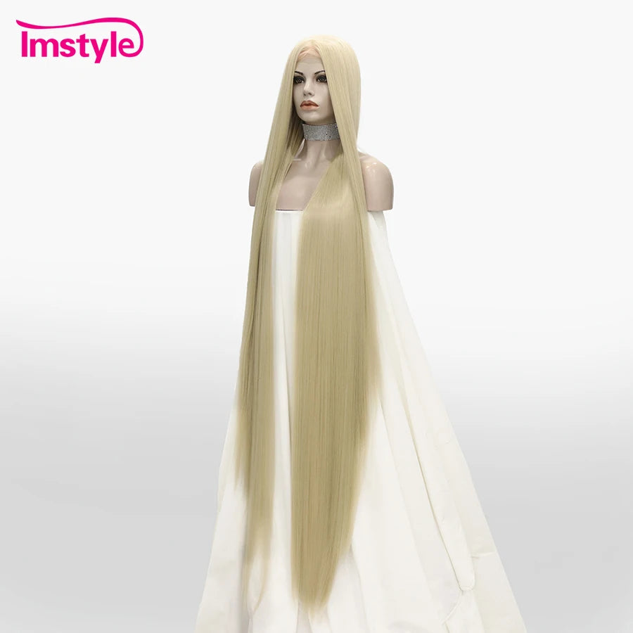 Imstyle 60 Inch Synthetic Lace Front Wig Super Long Wig Blonde Black