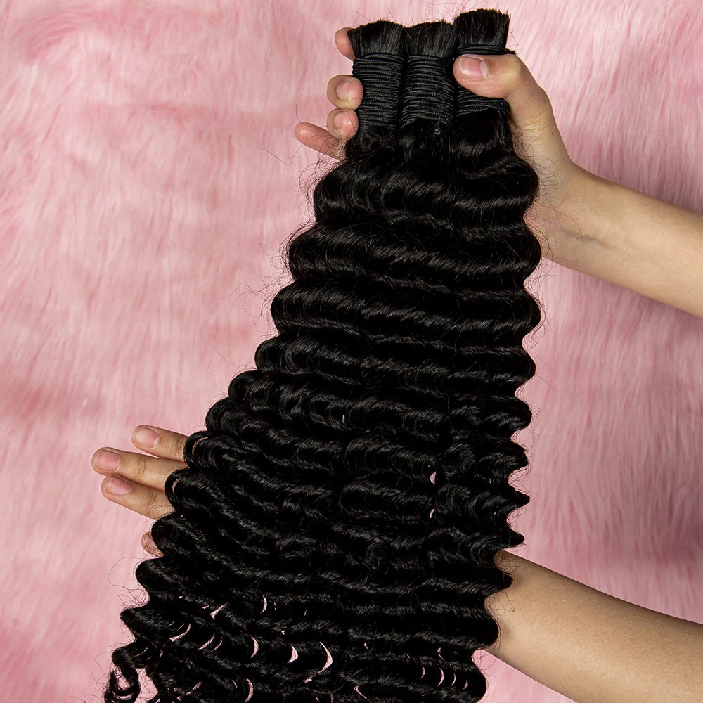 NABI Human Hair Bundles for Braiding Deep Wave Virgin Hair Extension