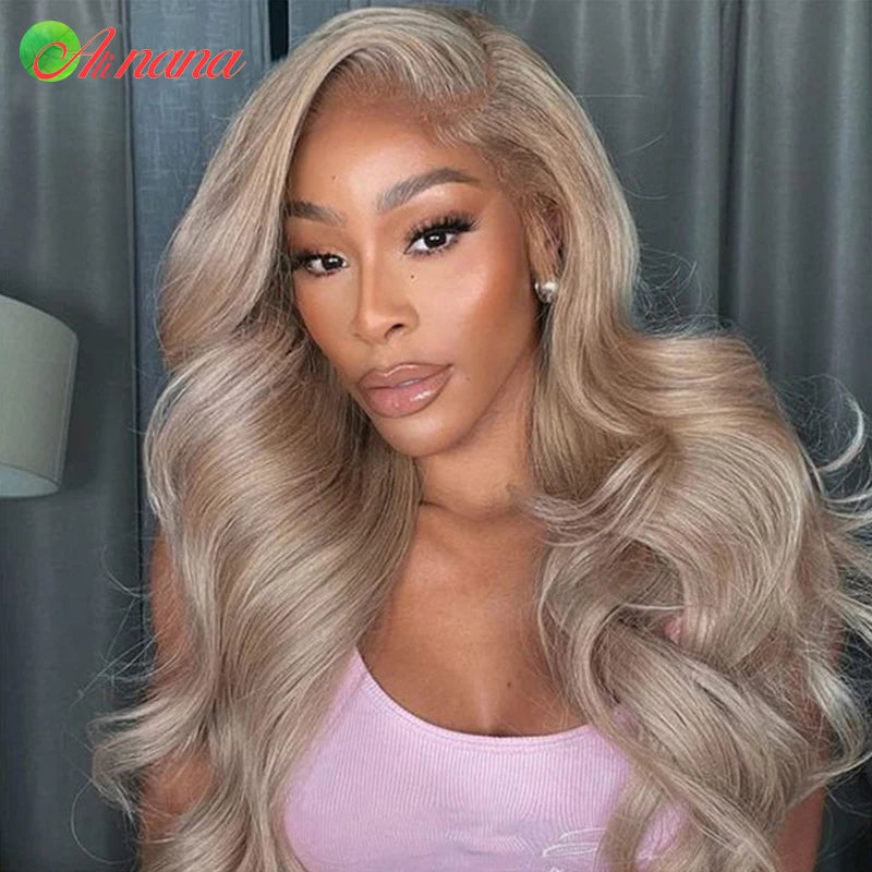 Highlights Gray Blonde Colored HD Lace Frontal Wig Bleached Knots