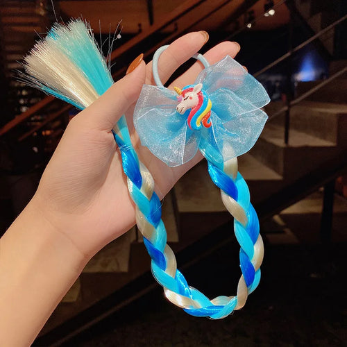 2023 New Girls Cute Cartoon Bow Butterfly Colorful Braid Headband Kids