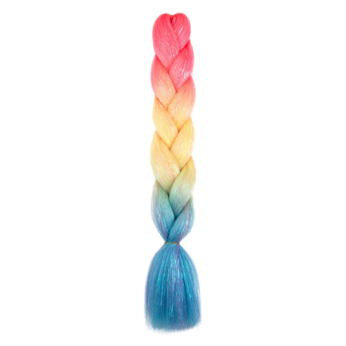 Synthetic Ombre 24inch Glitter Jumbo Braids Extensions Sparkle Rainbow