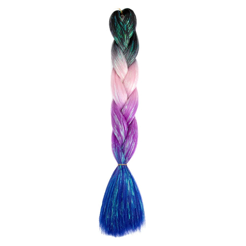 Synthetic Ombre 24inch Glitter Jumbo Braids Extensions Sparkle Rainbow