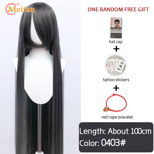 MEIFAN 100CM Synthetic Cosplay Anime Costume Wig Blonde Blue Red Pink