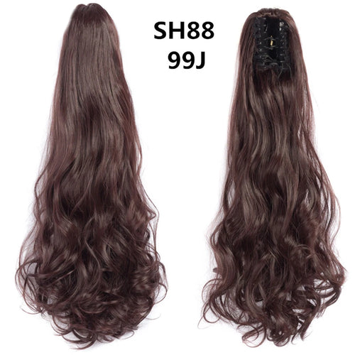 Long Wavy Straight Claw Clip On Ponytail Hair Extension Synthetic