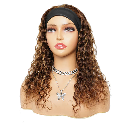 Headband Wigs Ombre Human Hair Water Wave Curly Headband Human Hair