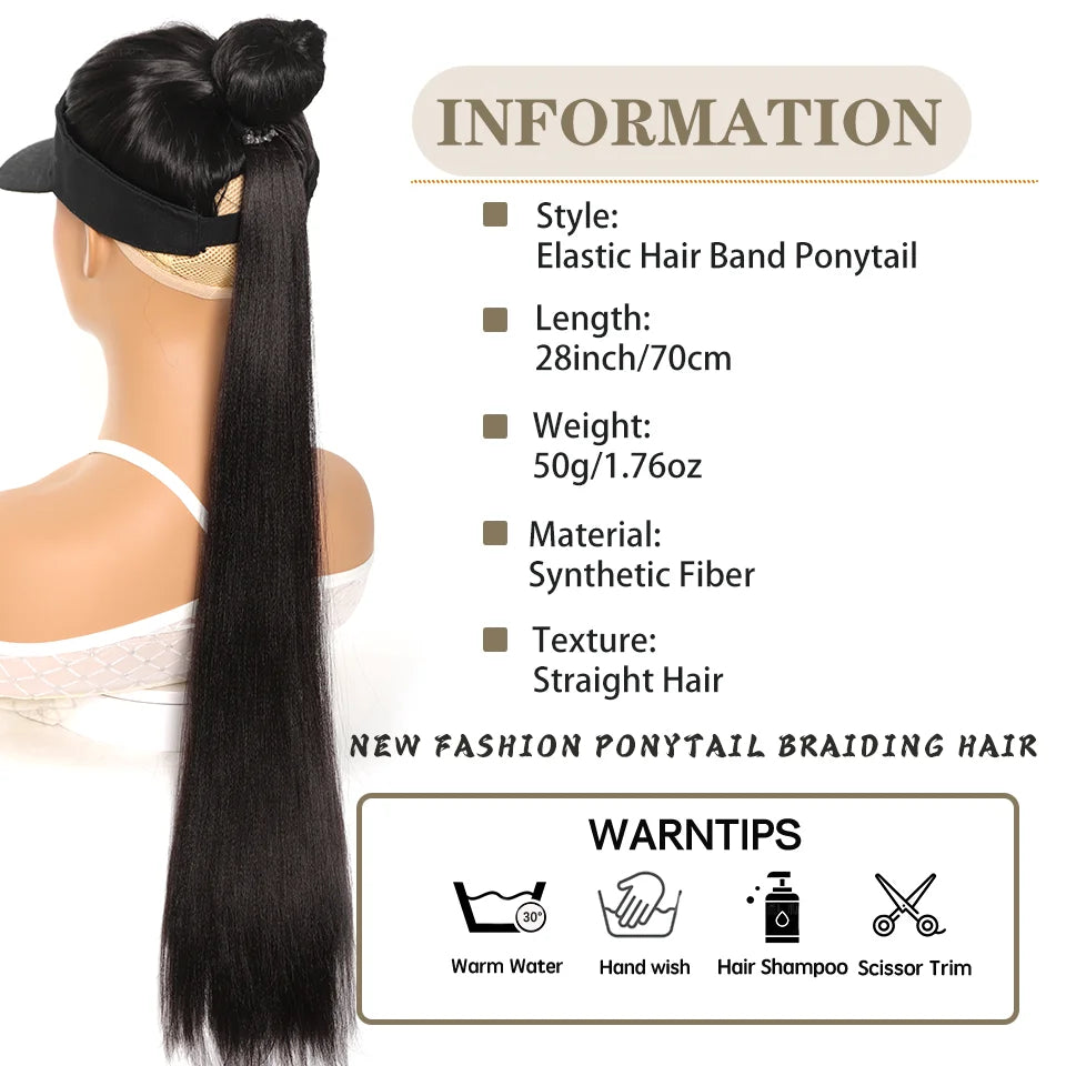 Ponytail Extensions Synthetic With Hair Tie Wrap Around Hair Braid