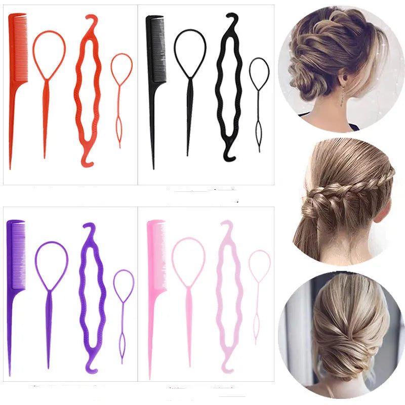 2-4Pcs/set Ponytail Creator Plastic Loop Styling Tools Topsy Pony