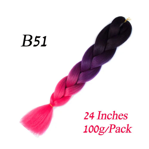 Synthetic 24Inch 100G Wholesale Single Ombre Color Glowing Hair