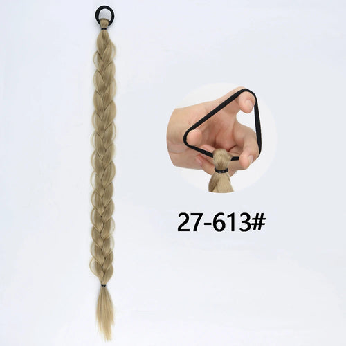 Synthetic Braided Ponytail Extensions Blonde Hairpiece Long Pony Tail