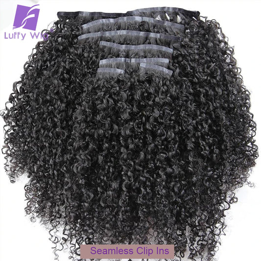 Seamless PU Clip in Hair Extension Human Hair Brazilian 3C 4A Afro