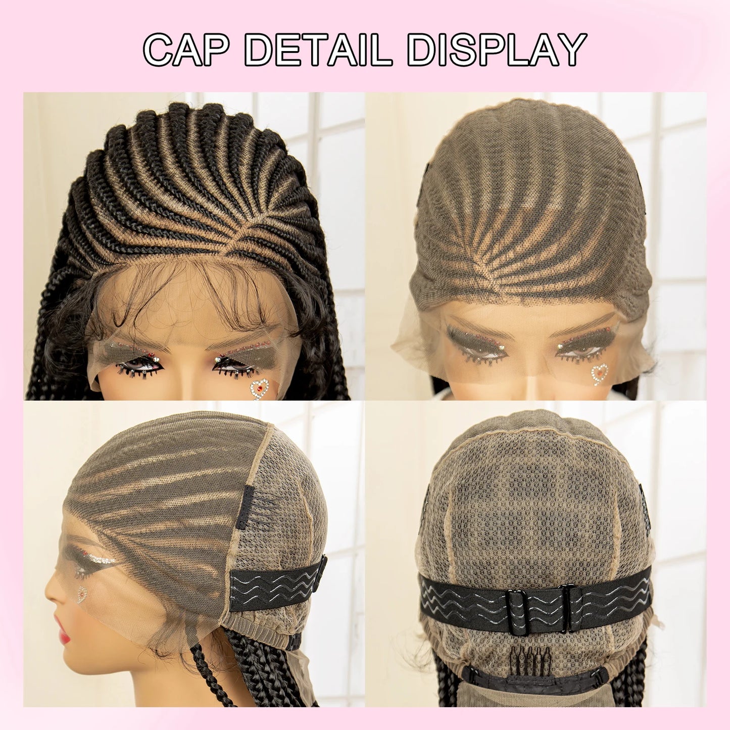 Full Lace Cornrow Braided Wigs for Black Women Handmade Synthetic Long