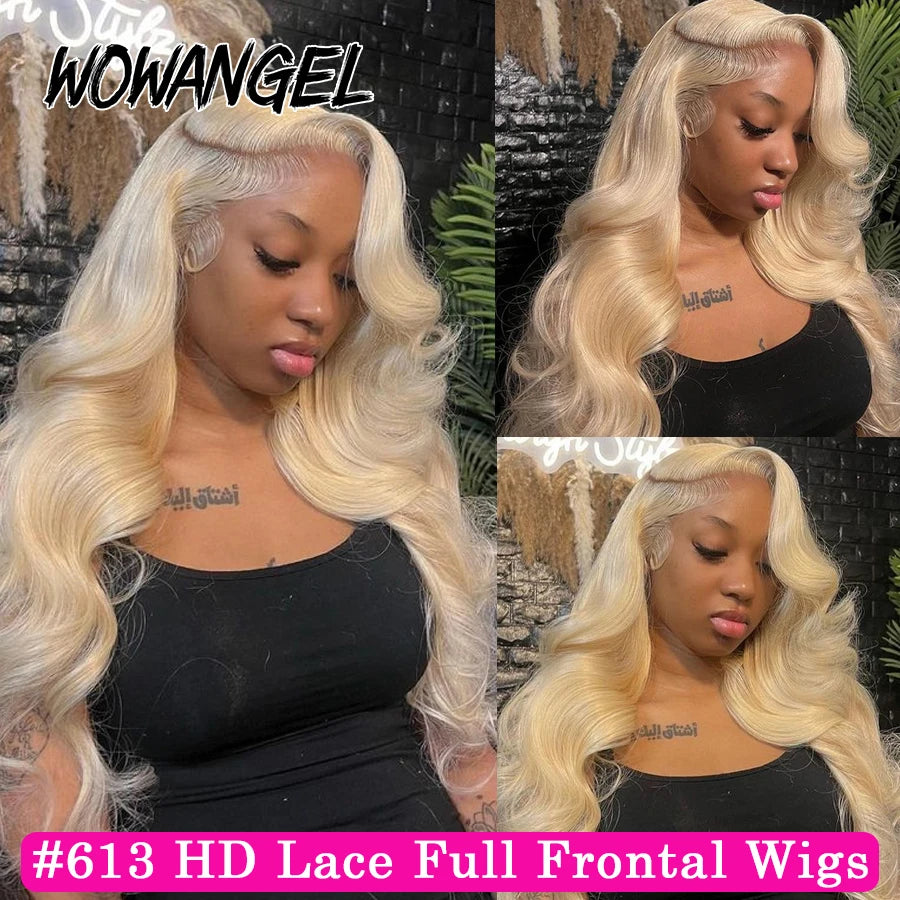 Wow Angel 250% #613 HD Lace Front Wigs 13x6 Blonde Body Wave Wig 13x4