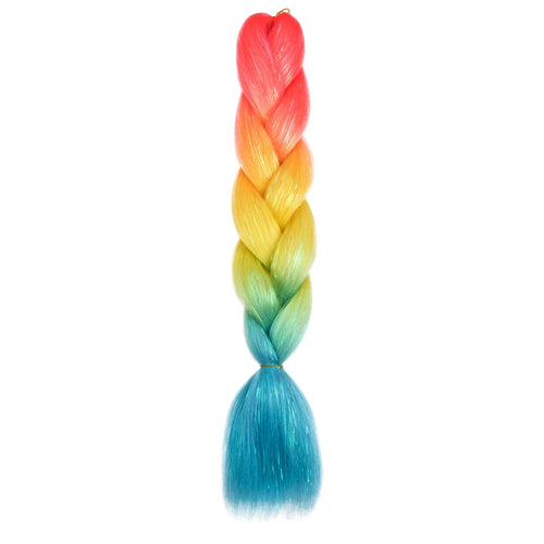 Synthetic Ombre 24inch Glitter Jumbo Braids Extensions Sparkle Rainbow