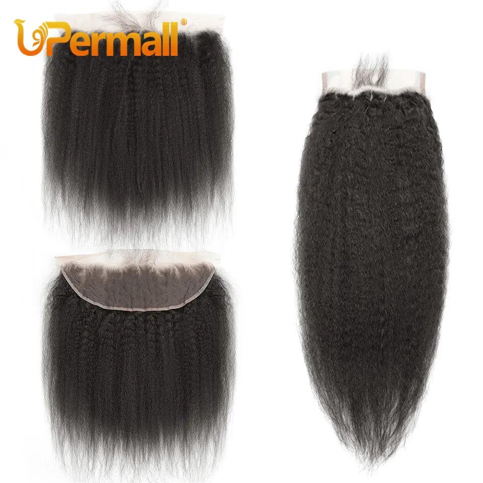 Upermall 13x4 Kinky Straight Lace Frontal Pre Plucked With Baby Hair