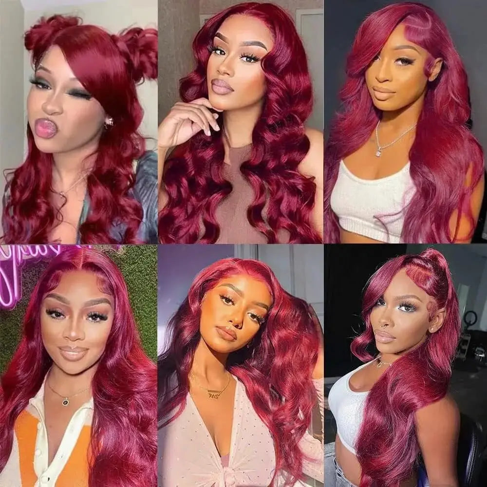 Human Hair Bundles Burgundy Body Wave Bundles Brazilian Red Color