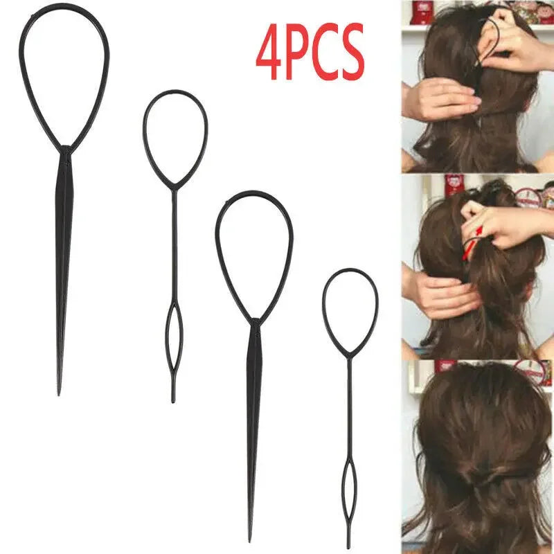 4pcs Magic Hair Donut Bun Maker Braid Puller Styling Tools Ponytail