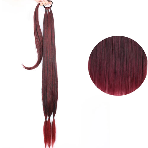 Ponytail Extensions Synthetic Boxing Braids Wrap Around Chignon Tail