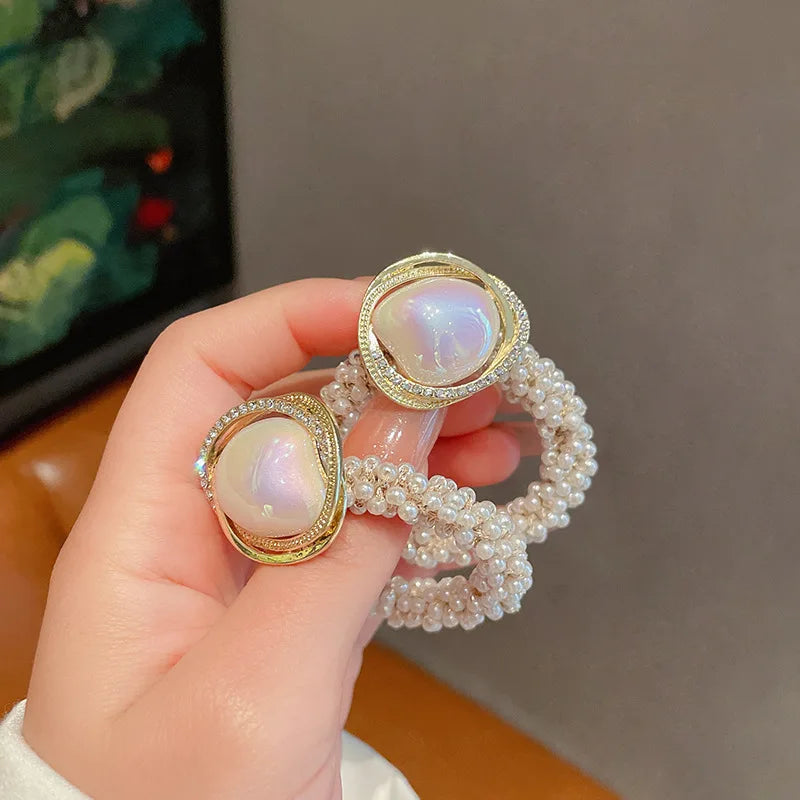 Elegant Baroque Artificial Pearl Hair Tie Women Braided Scrunchies