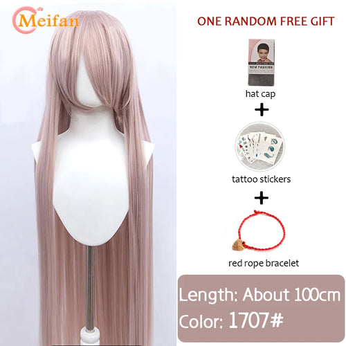 MEIFAN 100CM Synthetic Cosplay Anime Costume Wig Blonde Blue Red Pink