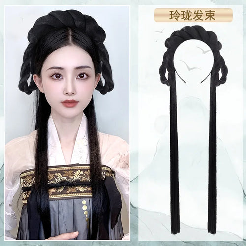 Synthetic Ancient Costume Hanfu Wig All-in-one Lazy Hairband Ancient