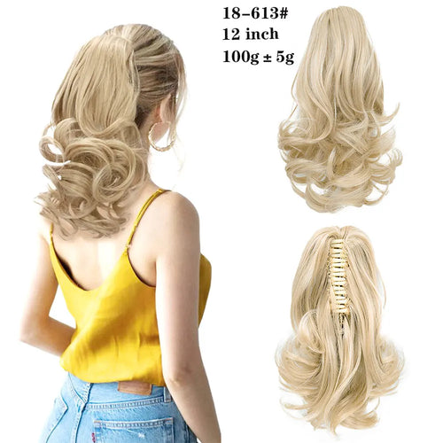 Long Wavy Straight Claw Clip On Ponytail Hair Extension Synthetic