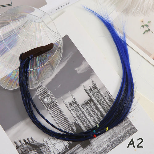 Synthetic Colorful Braids Hair Extensions With Rubber Bands Rainbow