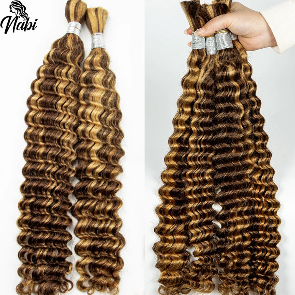 NABI Highlight P4/27 Ombre Curly Hair Braiding Bundles Deep Wave Hair