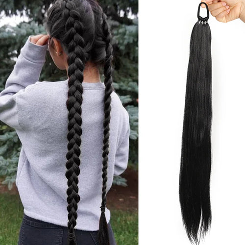 Ponytail Extensions Synthetic With Hair Tie Wrap Around Hair Braid