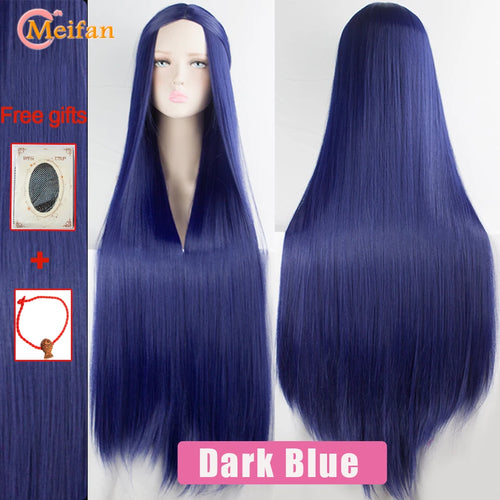 MEIFAN 100CM Synthetic Cosplay Anime Costume Wig Blonde Blue Red Pink