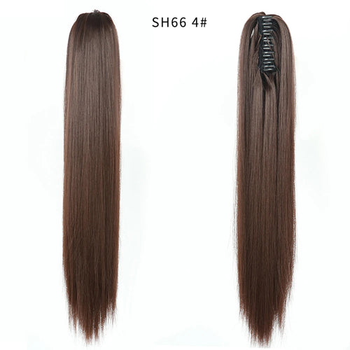 Long Wavy Straight Claw Clip On Ponytail Hair Extension Synthetic